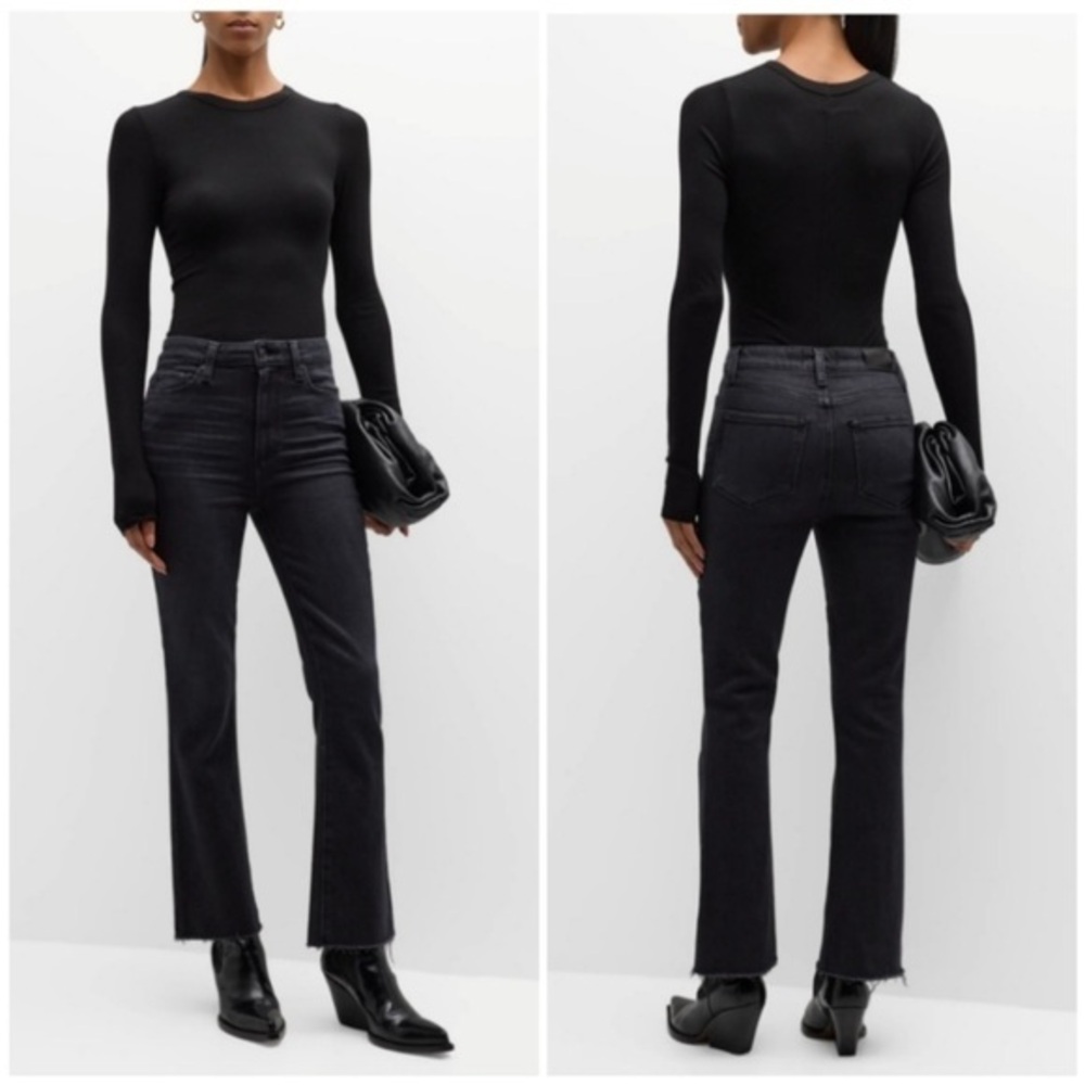 Paige Jeans Claudine Flare Raw Hem in Slater Black